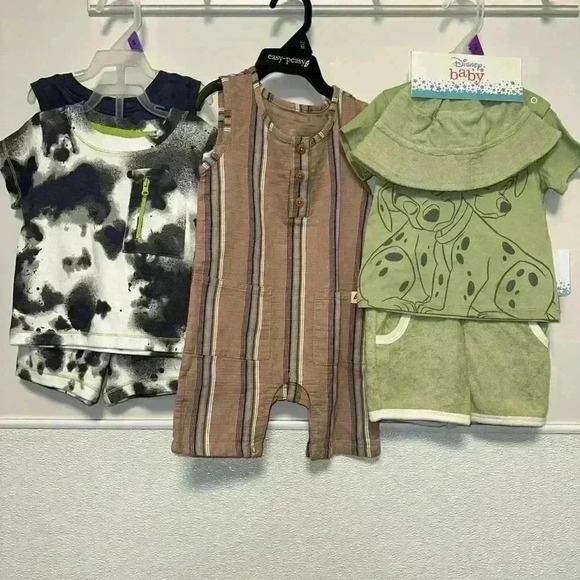 NWT! Lot of 3! Baby Boy Clothes Sets 12M Green White Tan Disney - Picture 1 of 9